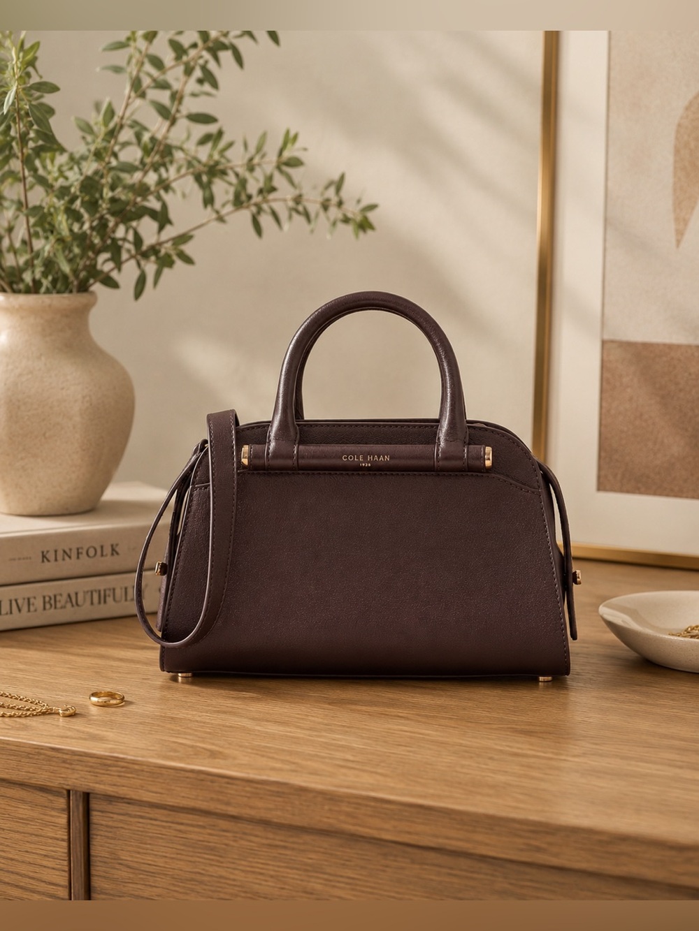 NWT Cole Haan Catherine Small Satchel Crossbody Bag Madeira Brown Leather U07964